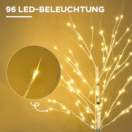 LED-valgustusega kunstkask painduvate okstega, valge, 150 cm