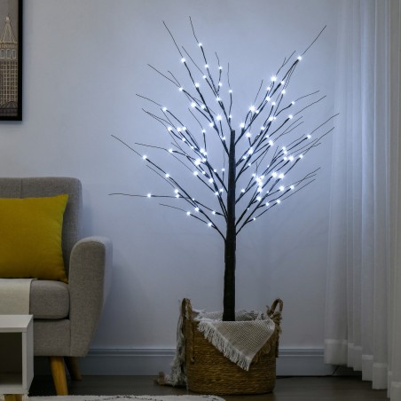 LED-valgustusega kunstkask, 96 jahedat valget mikro-LED-i, 150 cm, pruun