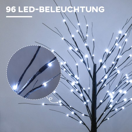 LED-valgustusega kunstkask, 96 jahedat valget mikro-LED-i, 150 cm, pruun