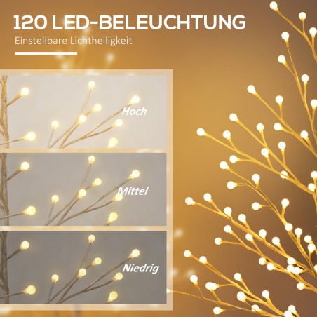 Kunstkask 120 LED-tulega, 3 heledusastet, 150 cm, valge
