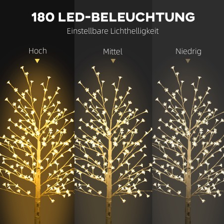 Kunstpuu (kask), 180 LED-tuld, 3 heledusastet, soe valge valgus, realistlik koor, 21,5 x 21,5 x 180 cm
