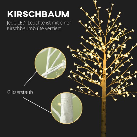 Kunstpuu (kask), 180 LED-tuld, 3 heledusastet, soe valge valgus, realistlik koor, 21,5 x 21,5 x 180 cm