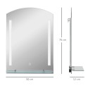 LED-valgustusega vannitoapeegel, klaasist ja alumiiniumist, 50 × 12 × 70 cm
