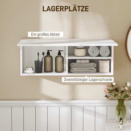 Ülespoole avaneva ukse, gaasiamordi ja riiuliga vannitoakapp – 80 x 25 x 30 cm – valge
