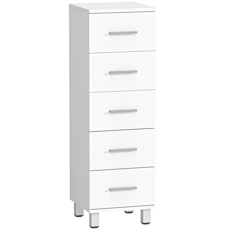 Vannitoakapp – kitsas 5 sahtliga vannitoakapp – 30 x 30 x 95 cm – valge