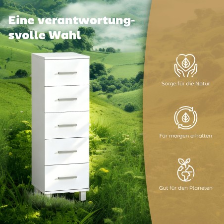 Vannitoakapp – kitsas 5 sahtliga vannitoakapp – 30 x 30 x 95 cm – valge