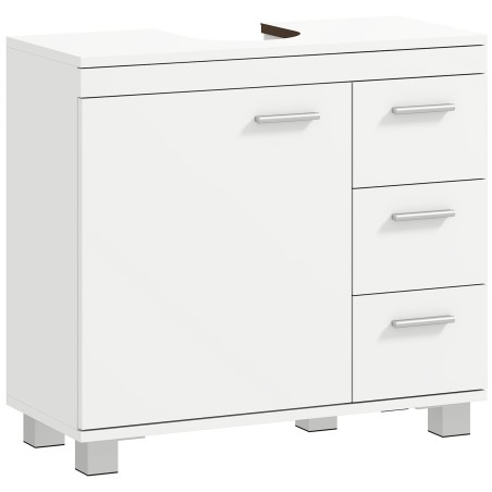 Valamu-aluskapp, 2 riiulit, 3 sahtlit, MDF-konstruktsioon, valge