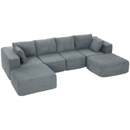 Modulaarne U-kujuline nurgadiivan 2 tumba ja sügava istmega, tumehall