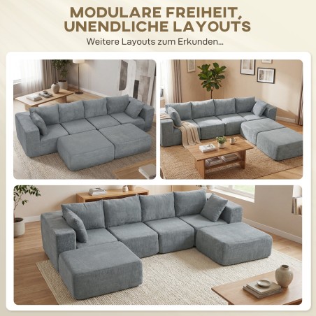 Modulaarne U-kujuline nurgadiivan 2 tumba ja sügava istmega, tumehall