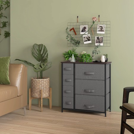 Tumehall 7 riidest sahtliga kummut metallraamil, 63,5 × 30 × 71 cm