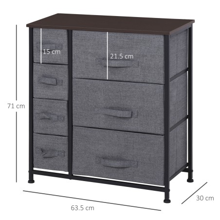 Tumehall 7 riidest sahtliga kummut metallraamil, 63,5 × 30 × 71 cm