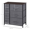 Tumehall 7 riidest sahtliga kummut metallraamil, 63,5 × 30 × 71 cm