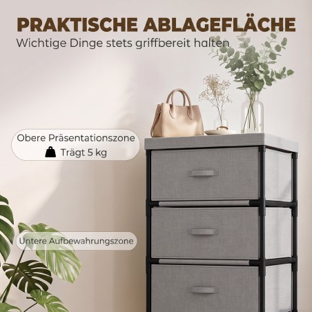 Terasraami ja 4 sahtliga kummut, 42 x 32 x 80 cm, hall/must
