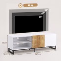 TV-alus kuni 55-tollistele teleritele, moodne madal TV-kapp reguleeritavate riiulitega, valge