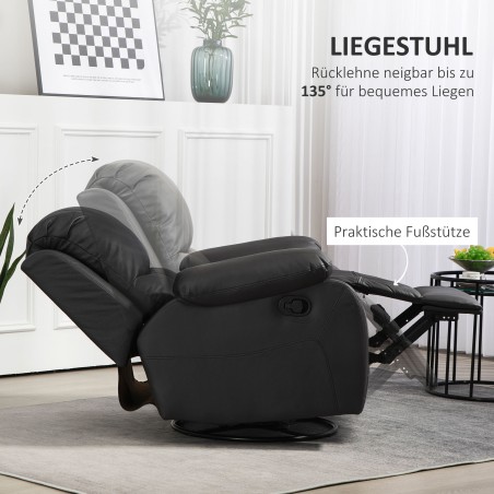 Reguleeritava seljatoe ja jalatoega pöörlev tugitool, kandevõime kuni 150 kg, terasraam, 93 x 100 x 98 cm, must