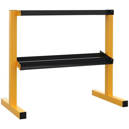 Hantliriiul kuni 270 kg, 2 riiulit, kollane, 92,5 × 50,5 × 80,5 cm