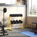 Hantliriiul kuni 270 kg, 2 riiulit, kollane, 92,5 × 50,5 × 80,5 cm