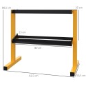 Hantliriiul kuni 270 kg, 2 riiulit, kollane, 92,5 × 50,5 × 80,5 cm