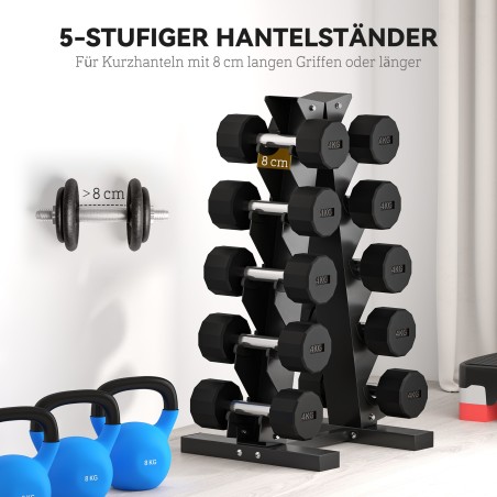 Hantlialus 10 hantlile, 5 taset, teras, kuni 100 kg, must