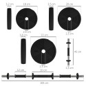 2-ühes kangi- ja hantlikomplekt, 25 kg, must ja roheline
