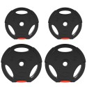 Neljast raskusplaadist komplekt: 2 × 10 kg ja 2 × 5 kg, must