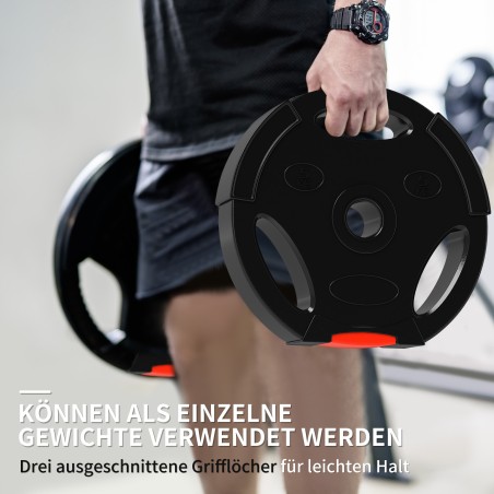 Neljast raskusplaadist komplekt: 2 × 10 kg ja 2 × 5 kg, must