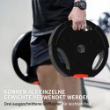 Neljast raskusplaadist komplekt: 2 × 10 kg ja 2 × 5 kg, must
