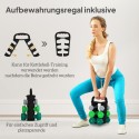 Hantlikomplekt hoiuraamiga, 6 hantlit: 2 × 1 kg, 2 × 2 kg ja 2 × 3 kg