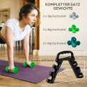 Hantlikomplekt hoiuraamiga, 6 hantlit: 2 × 1 kg, 2 × 3 kg ja 2 × 5 kg
