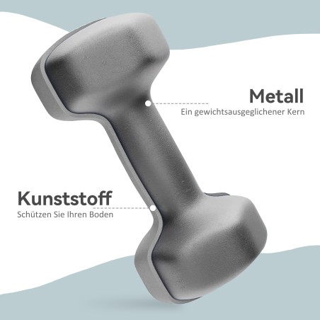 2 × 6 kg kuusnurksete libisemiskindlate hantlite komplekt, hall
