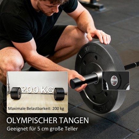 180 cm olümpiahantlikang terasest, kandevõimega 200 kg, must