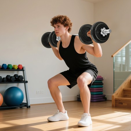 Reguleeritav 2-in-1 hantli- ja kangikomplekt kuni 20 kg, hall