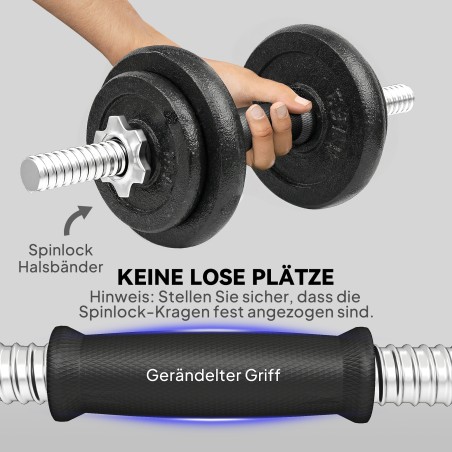 Reguleeritav 2-in-1 hantli- ja kangikomplekt kuni 20 kg, hall