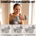 Hantlikomplekt (3 paari: 1 kg, 3 kg, 5 kg) koos puidust alusega – libisemiskindel haare, kuusnurkne malmdisain, helehall