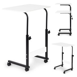 Sülearvutilaud ratastel, valge/must