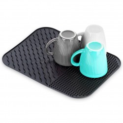 Silikoonist nõudekuivatusmatt, must, 34x26,5 cm