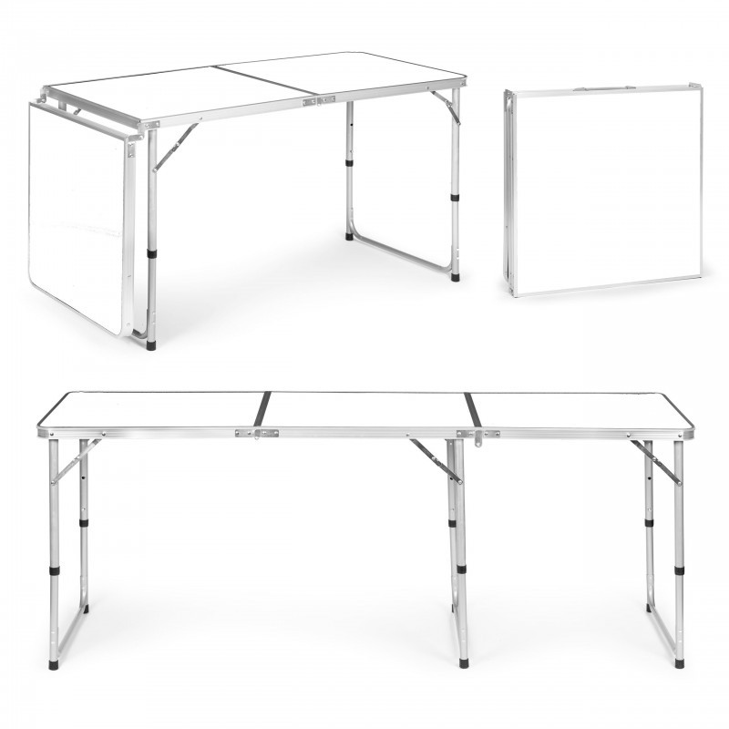 Kokkupandav matkalaud, valge plaat, 180 x 60 cm | FreshDesign.ee