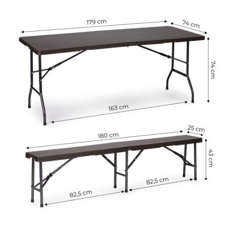 Toitlustuslaud 180cm + 2 pinki Rattan õue ... | FreshDesign.ee