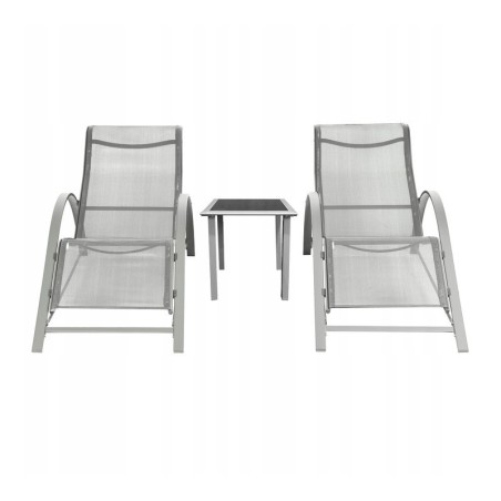 Lamamistool, päevitustool 2 tk + laud, hall | FreshDesign.ee