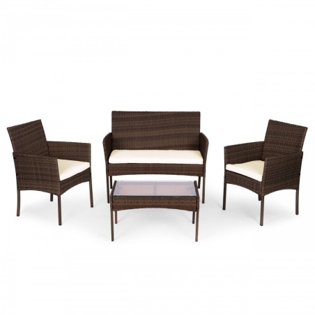 Aiamööblikomplekt– pink, laud, toolid, pruun