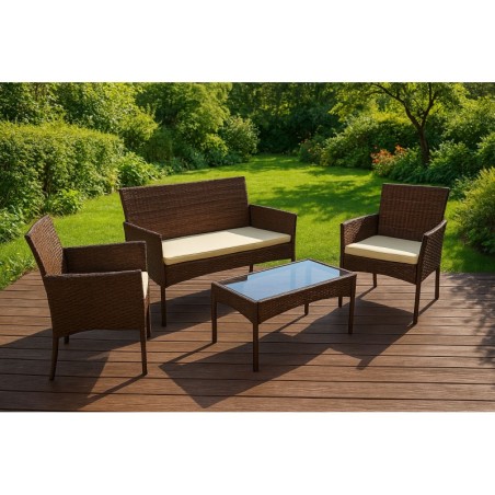 Aiamööblikomplekt– pink, laud, toolid, pruun | FreshDesign.ee