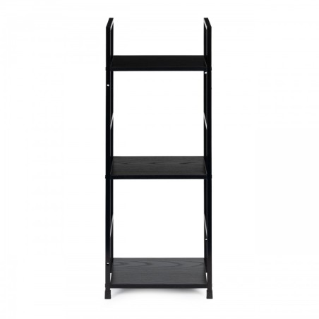 Moodne puidust riiul, metallraamiga LOFT, 3 riiulit, must