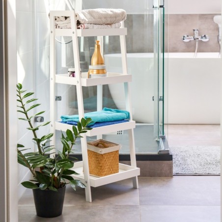 Raamaturiiul redel, 4 riiulit, valge