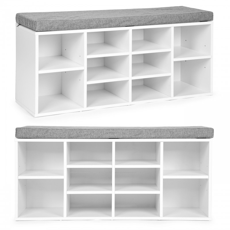 Halli padjaga kingariiul 10 riiulit valge | FreshDesign.ee