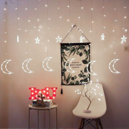 Kuutuled, tähed, jõulutuled, kardin, 96LED | FreshDesign.ee