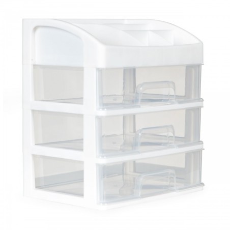 Sahtlite ja lahtritega kosmeetikariiul - valge | FreshDesign.ee