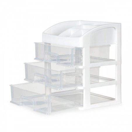 Sahtlite ja lahtritega kosmeetikariiul - valge | FreshDesign.ee