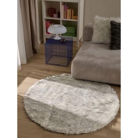 Pestav Shaggy vaip Nanuk must/valge Ø 120 cm ümmargune