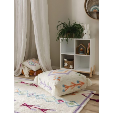 Käsitsi valmistatud villane tumba Malika mitmevärviline 55x55x20 cm