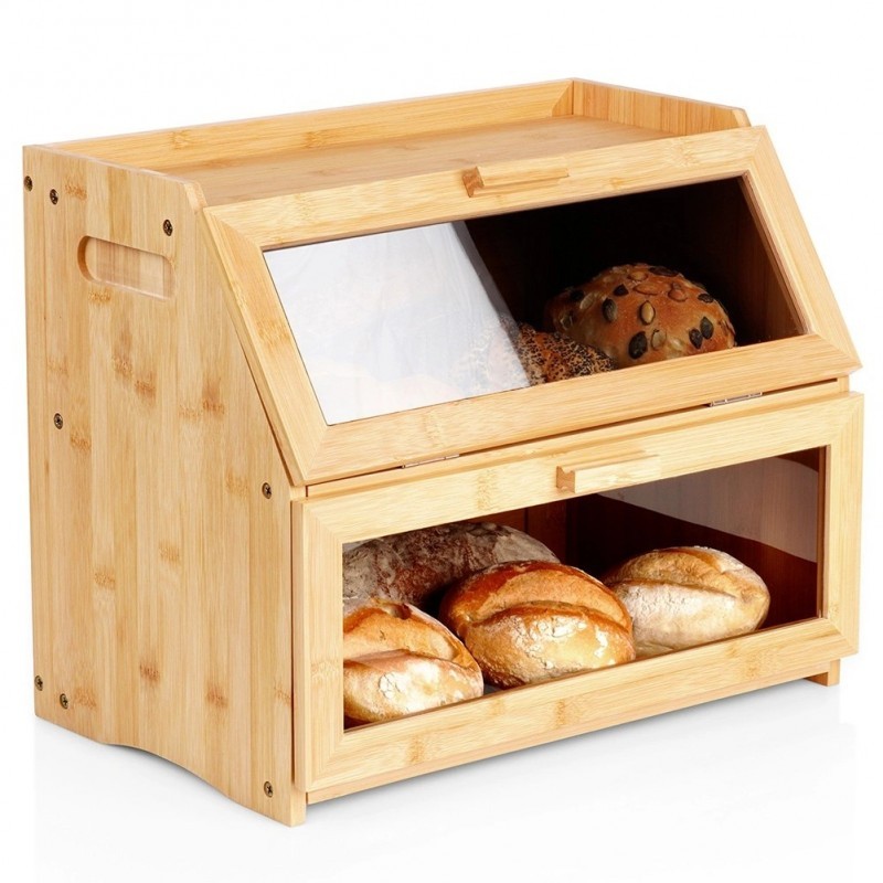 Kahekorruseline bambusest leivakast, 39x25x32 cm | FreshDesign.ee